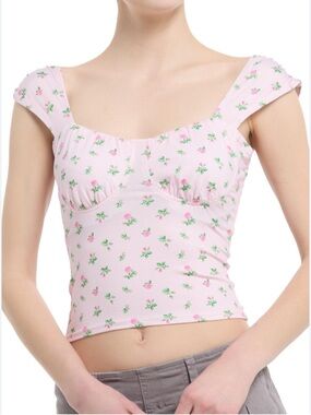 NWT Sweet Society Hot Topic Pink floral Roses tank Top M